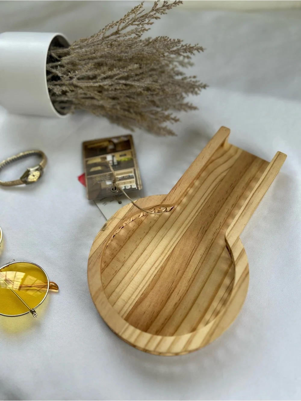 RGI home table top Wooden Round Tray with Handle - Natural Pine Home Accents NWT